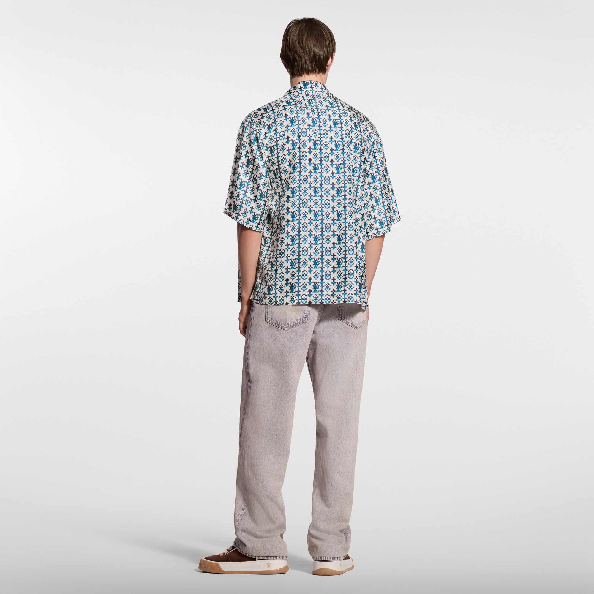 Monogram Printed Silk Short-Sleeved Shirt - New - For Men | LOUIS
